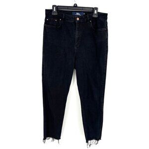 Boden Womens Black Denim Salisbury Side Split Jeans With Frayed Hem Size 12